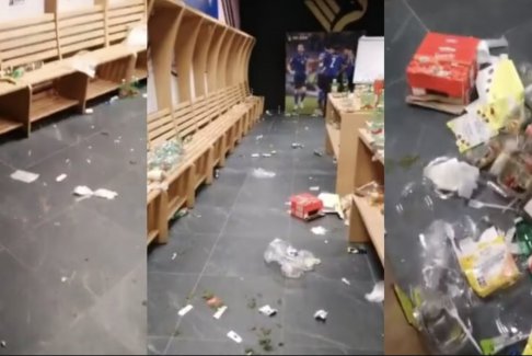 日本0-1哥斯達(dá)黎加后更衣室像垃圾場