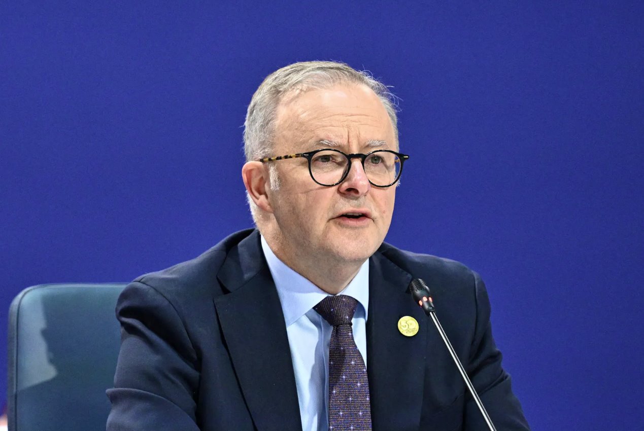 澳大利亞總理于2024年3月6日在澳大利亞墨爾本墨爾本會(huì)展中心舉行的2024年東盟-澳大利亞特別峰會(huì)期間向領(lǐng)導(dǎo)人全體會(huì)議發(fā)表講話。