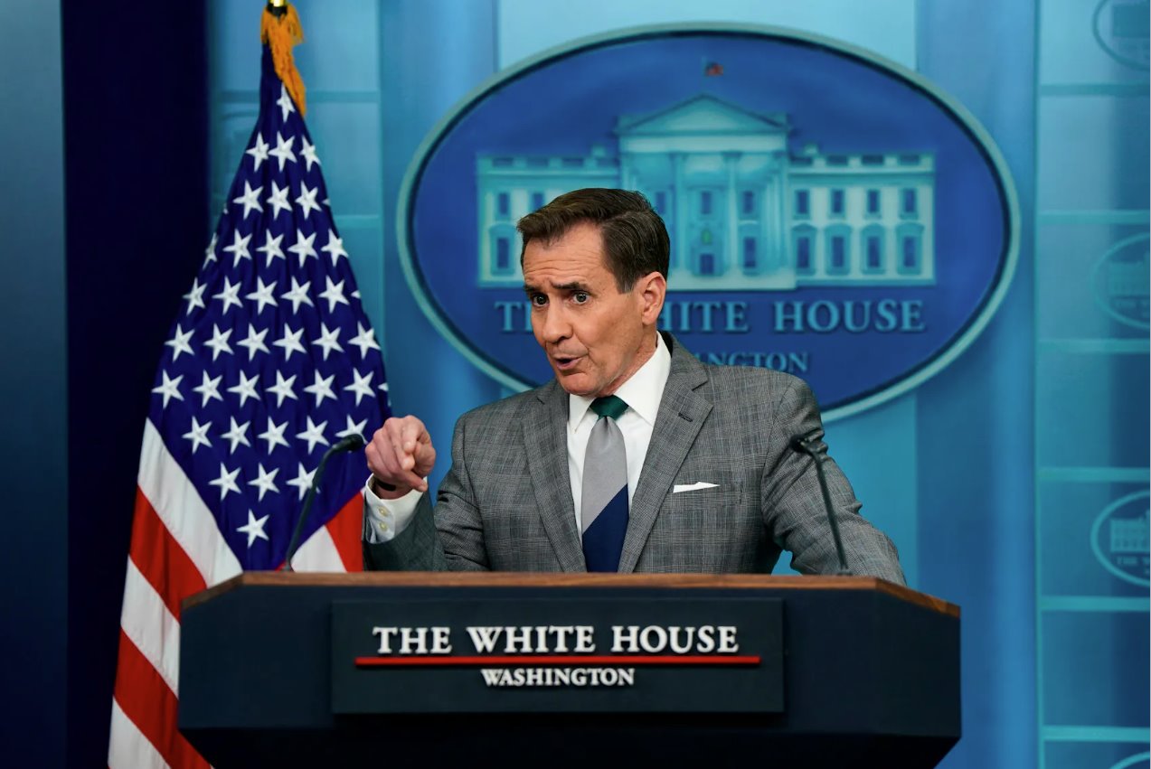 白宮國家安全通訊顧問約翰&middot;柯比于2024年4月15日在美國華盛頓白宮舉行的新聞發(fā)布會上發(fā)表講話。