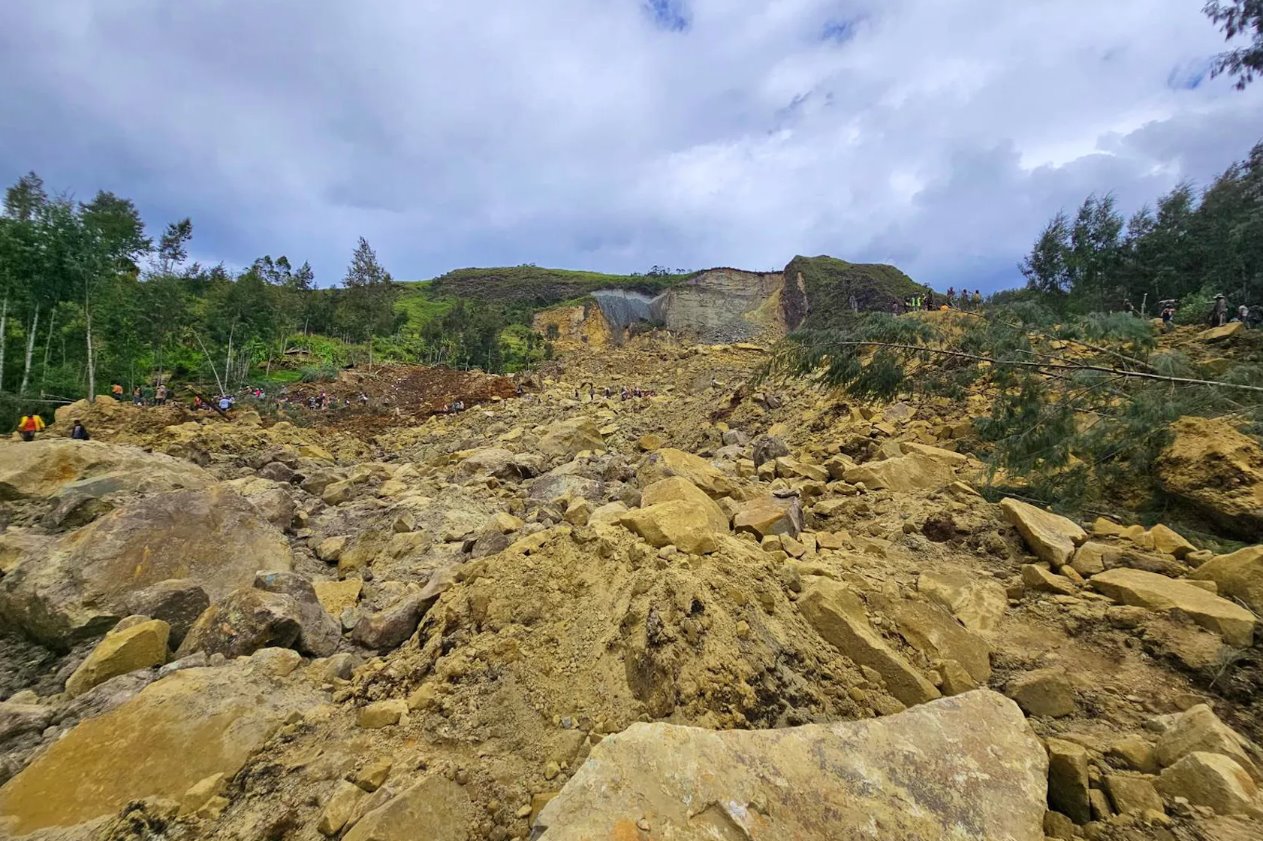 2024年5月24日巴布亞新幾內(nèi)亞恩加省邁普穆利塔卡的山體滑坡?lián)p壞情況。