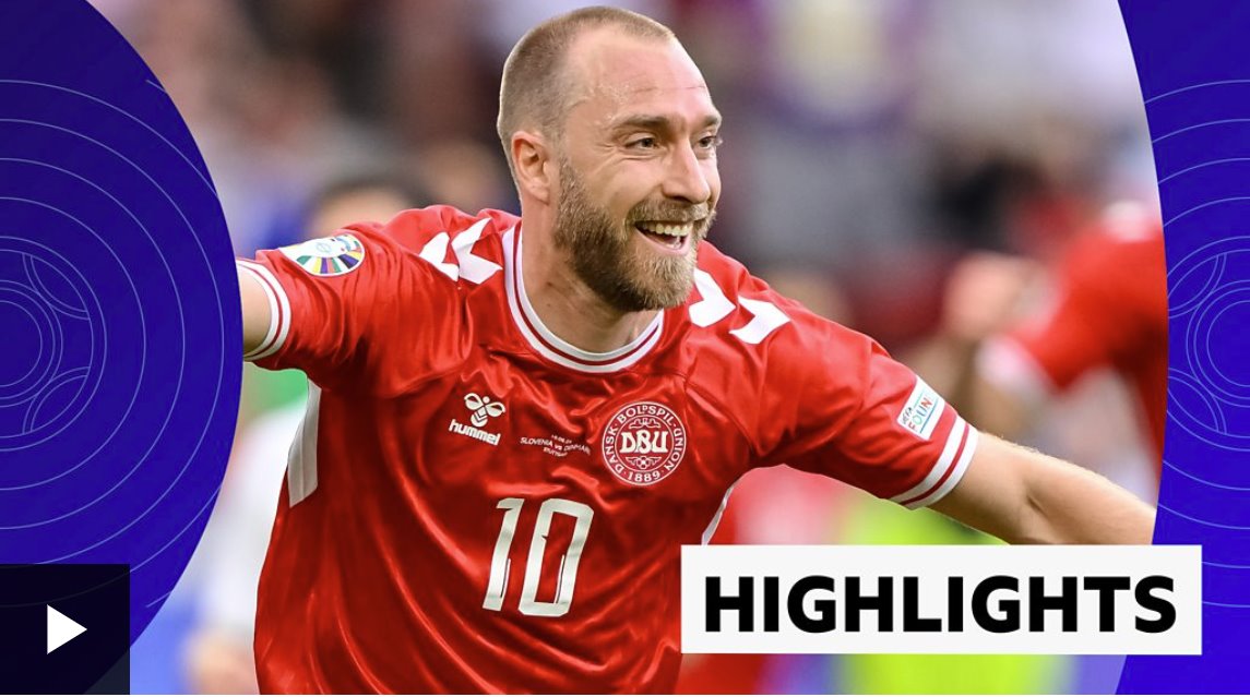 克里斯蒂安&middot;埃里克森為丹麥隊攻入一球后，斯洛文尼亞隊獲得一分