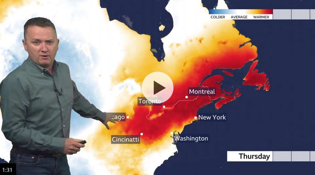 美國東部和加拿大的極端高溫預(yù)報