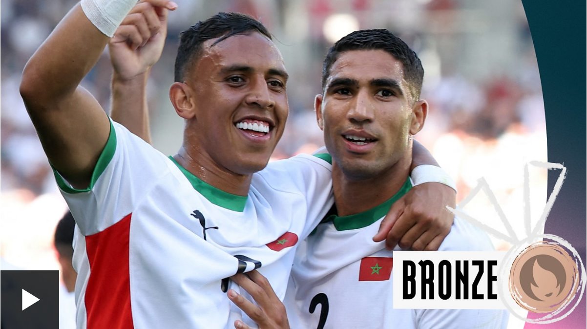 巴黎奧運(yùn)會(huì)男足銅牌戰(zhàn)摩洛哥6-0埃及