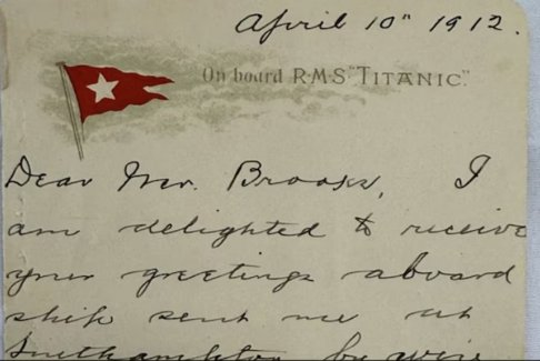 泰坦尼克號(hào)幸存者的信件在英國以39.9萬美元拍賣