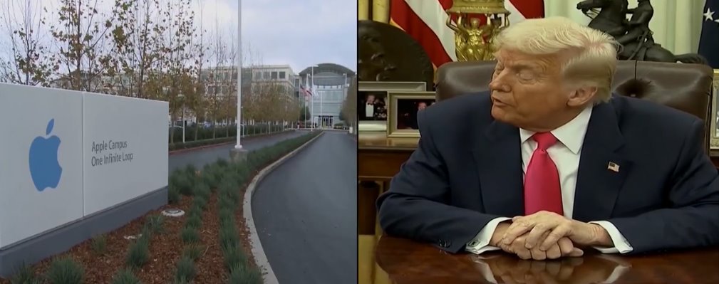 特朗普宣布蘋果將向美國制造業(yè)再投資1000億美元