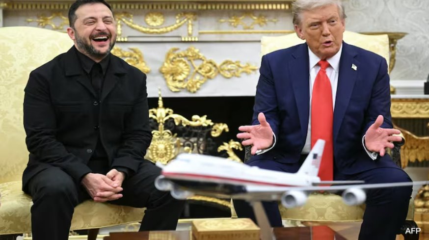 身穿黑色夾克的澤連斯基周一會(huì)見了美國總統(tǒng)唐納德&middot;特朗普