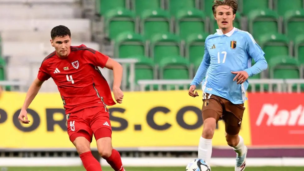 威爾士隊的埃德&middot;詹姆斯在對陣比利時隊的比賽中被罰下場