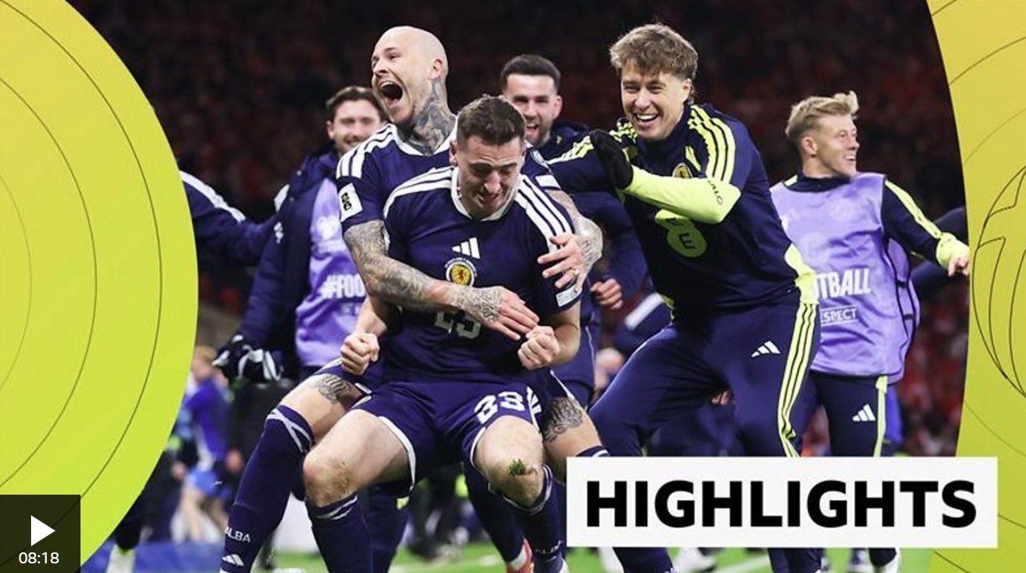 蘇格蘭隊險勝丹麥隊，晉級世界杯