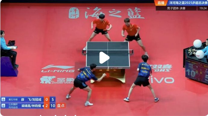 王楚欽率隊(duì)衛(wèi)冕乒超男團(tuán)冠軍