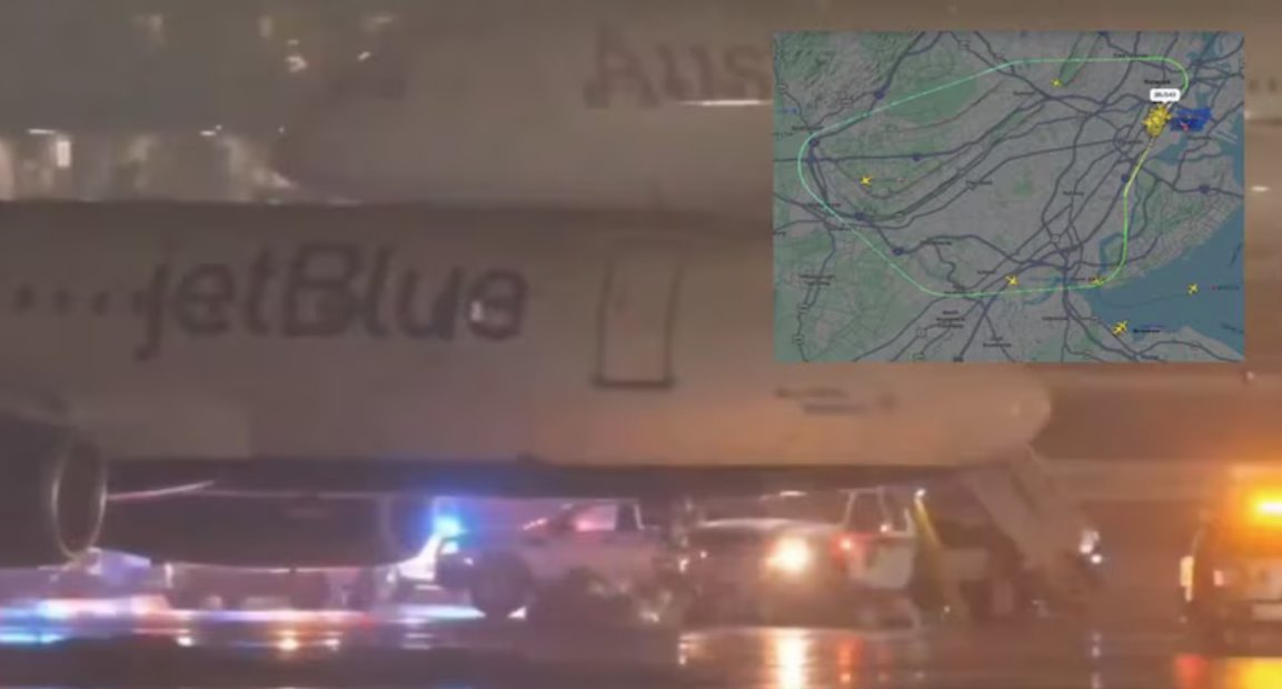 捷藍(lán)航空飛機(jī)在紐瓦克機(jī)場(chǎng)緊急迫降